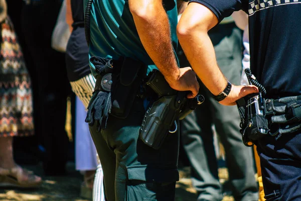 Carmona Hiszpania Września 2021 Koncentracja Lokalnej Policji Patrolującej Ceremonii Religijnej — Zdjęcie stockowe