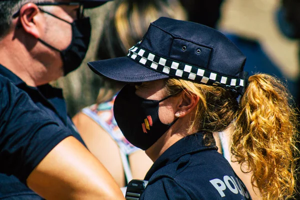 Carmona Espanha Setembro 2021 Foco Polícia Local Patrulhando Uma Cerimônia — Fotografia de Stock