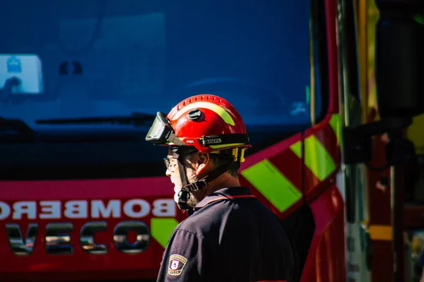 Севілья Іспанія Вересня 2021 Севільські Пожежники Тренуються Пожежній Станції Під — стокове фото