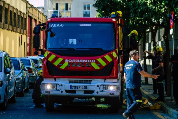 Seville Spain September 2021 Seville Firefighters Training Fire Station Coronavirus — Stock Photo, Image