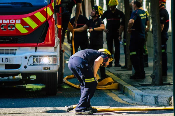 Seville Spain September 2021 Seville Firefighters Training Fire Station Coronavirus — Stock Photo, Image