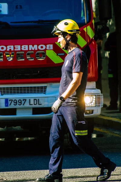 Seville Spain September 2021 Seville Firefighters Training Fire Station Coronavirus — Stock Photo, Image