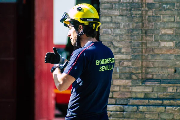 Seville Spain September 2021 Seville Firefighters Training Fire Station Coronavirus — Stock Photo, Image