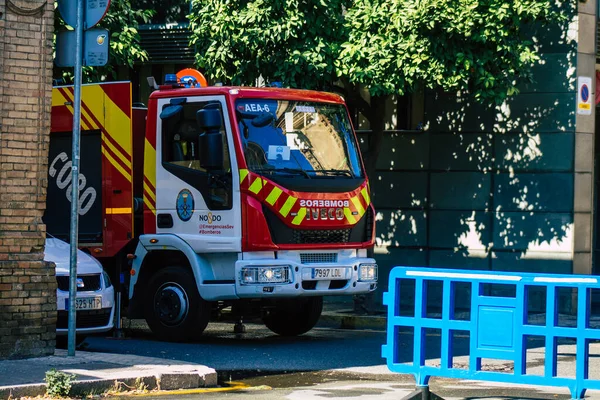 Seville Spain September 2021 Fire Engine Parked Fire Station City — Stock Photo, Image