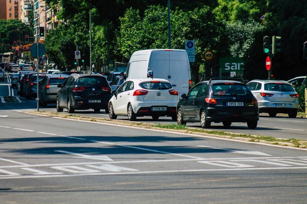 Seville Spain September 2021 Traffic Jam Streets Seville Emblematic City — Stock Photo, Image