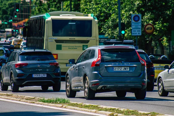 Seville Spain September 2021 Traffic Jam Streets Seville Emblematic City — Stock Photo, Image