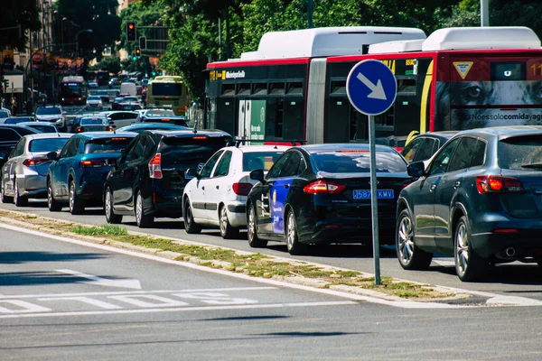 Seville Spain September 2021 Traffic Jam Streets Seville Emblematic City — Stock Photo, Image