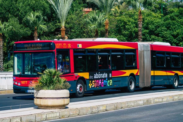 Іспанія Вересня 2021 Автобус Проїхав Вулицями Севільї Під Час Епідемії — стокове фото