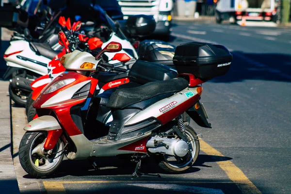 Seville Spain September 2021 Motorcycle Parked Streets Seville Emblematic City — Stock Photo, Image