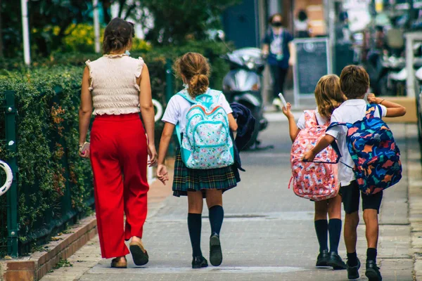 Seville Spain September 2021 School Girl Walking Street Coronavirus Outbreak — Stock Photo, Image