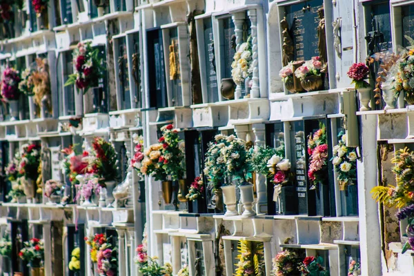 Sevilha Espanha Setembro 2021 Típicas Sepulturas Cemitério Cristão Município Carmona — Fotografia de Stock