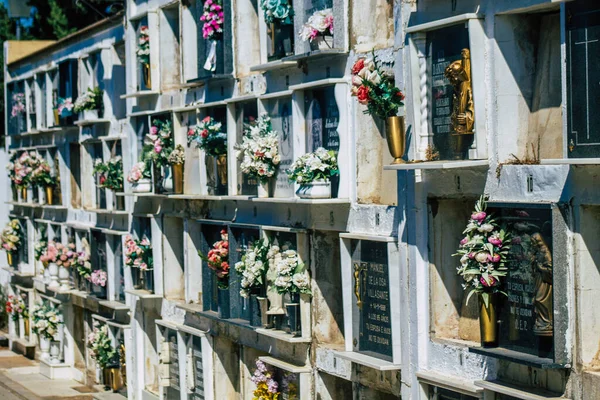 Sevilla Španělsko Září 2021 Typické Hroby Křesťanském Hřbitově Obce Carmona — Stock fotografie