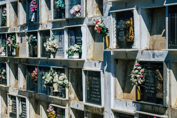 Sevilha Espanha Setembro 2021 Típicas Sepulturas Cemitério Cristão Município Carmona — Fotografia de Stock