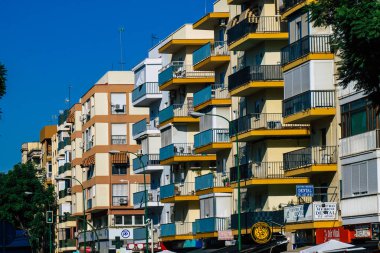 Seville İspanya 22 Eylül 2021 İspanya 'nın güneyinde, sembolik şehir ve Endülüs Bölgesi' nin başkenti Sevilla şehrinde yer alan bina.