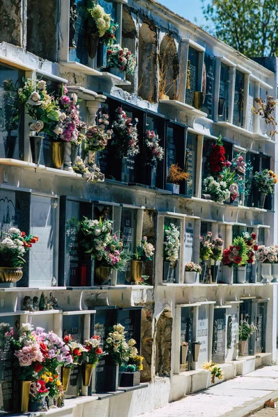 Севилья Испания Сентября 2021 Года Типичные Могилы Христианском Кладбище Муниципалитета — стоковое фото