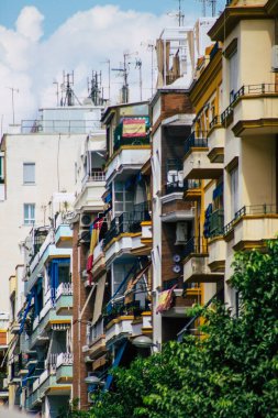 Seville İspanya 22 Eylül 2021 İspanya 'nın güneyinde, sembolik şehir ve Endülüs Bölgesi' nin başkenti Sevilla şehrinde yer alan bina.