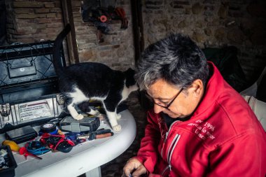 Carmona, İspanya, 13 Kasım 2025 İspanya 'nın Carmona köyü yakınlarındaki İspanyol çiftliğinde çalışan çiftçi..