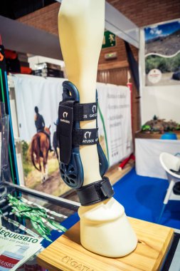 Seville, İspanya, 18 Kasım 2025 Seville Uluslararası At Fuarı 'nda (SICAB) binicilik atölyesi. Dünyanın en büyük İspanyol atları sergisi 350 'den fazla üreticiyi bir araya getirdi..