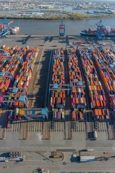 Flygfoto Över Containerterminalen Hamburg Tyskland Europa — Stockfoto