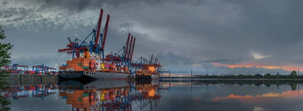 Luftaufnahme Containerterminal Hamburg Deutschland Europa — Stockfoto