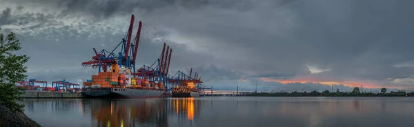 Luftaufnahme Containerterminal Hamburg Deutschland Europa — Stockfoto