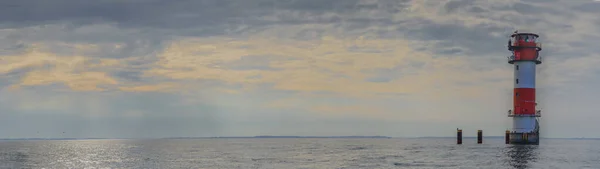 Panoramablick Auf Den Leuchtturm Kalkgrund Wasser Der Ostsee Flensburger Förde — Stockfoto