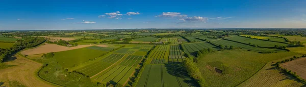Aerial View Rural Landscape Agricultural Fields Experimental Station — Stock Photo, Image