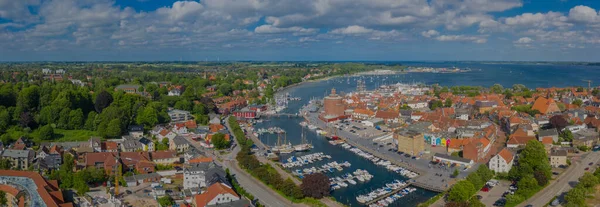 Панорама Воздушный Вид Портового Города Эккернфрде Популярного Туристического Направления Побережье — стоковое фото
