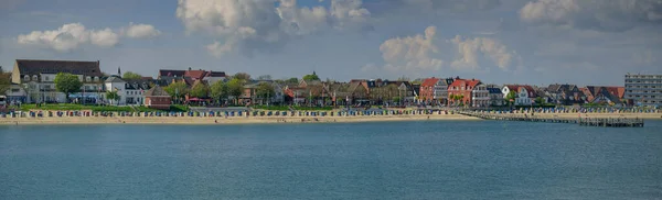 Panoramic View Coastal Landscape Beach Port Wyk Auf Fhr Ferry — Stock Photo, Image