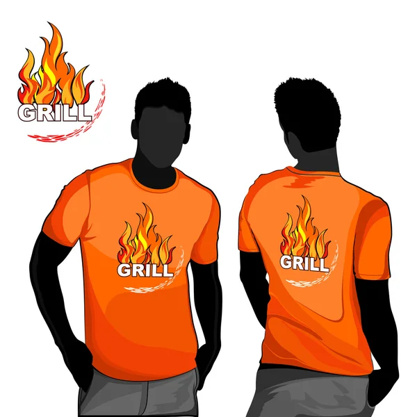 Grill design t-shirt . — Vettoriale Stock