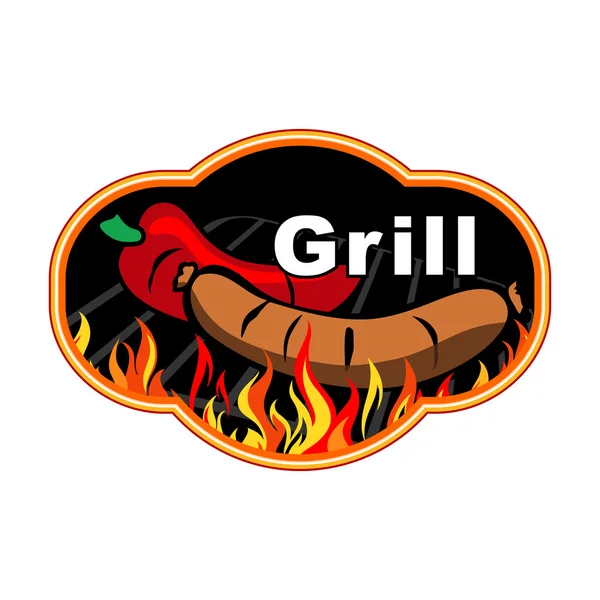 Diseño de etiqueta de parrilla . — Vector de stock