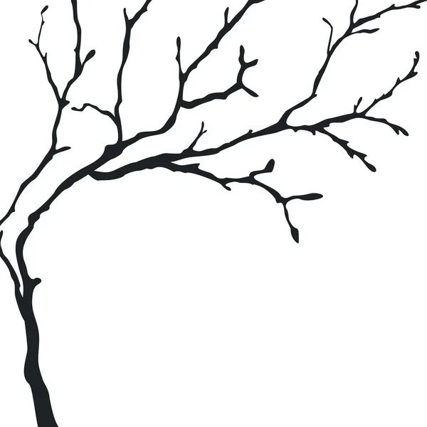 Silueta negra de un árbol desnudo — Vector de stock