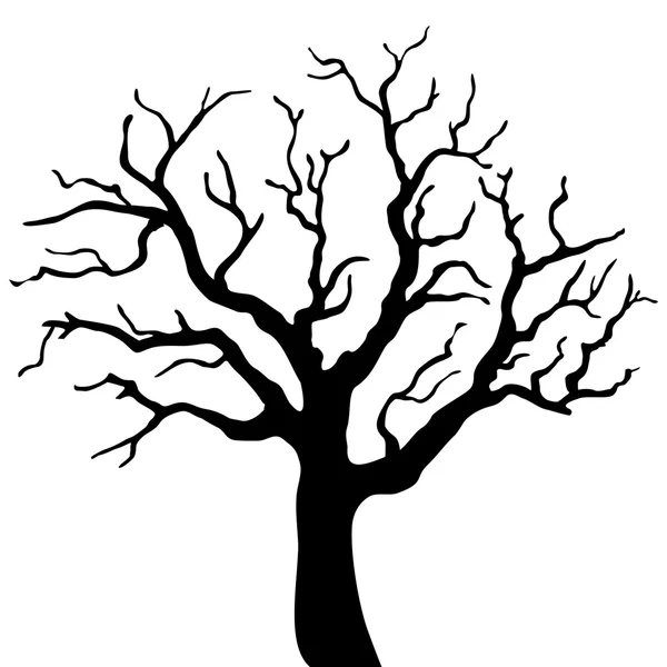 Árvore silhueta preta isolada sobre fundo branco — Vetor de Stock