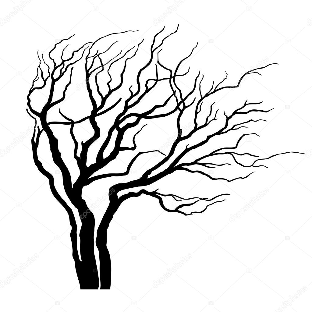 Vector tree with branches in the wind