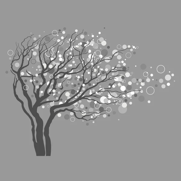 Arbre de Noël avec bulles de lumière dans les branches — Image vectorielle