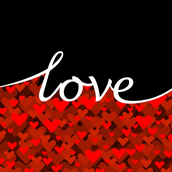 Röd kärlek gratulationskort med hjärtan — Stock vektor