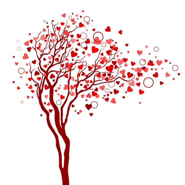 Árbol de amor con corazones en ramas Vectores De Stock Sin Royalties Gratis