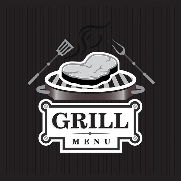 Grill design with steak on dark background Vector Graphics