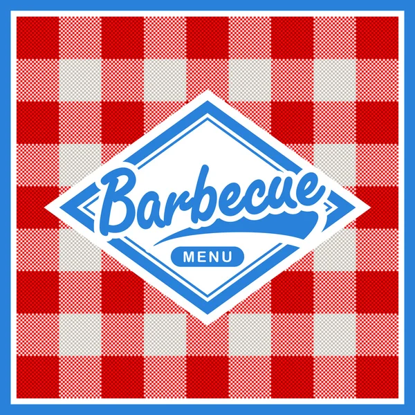 Rounded barbecue label on pattern background Stock Vector