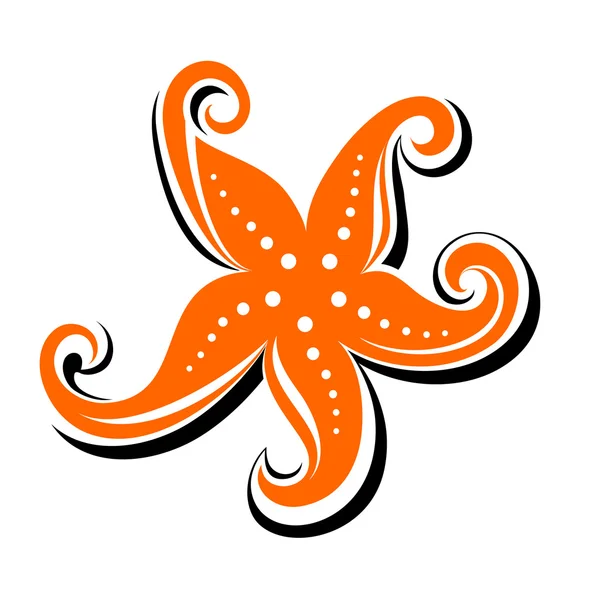 Orange cartoon starfish with little white dots — Stock Vector
