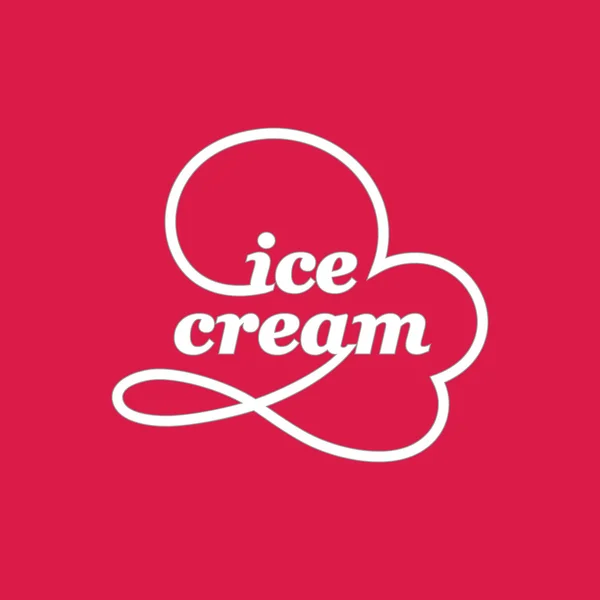 Ice cream logo s dynamických křivek — Stockový vektor