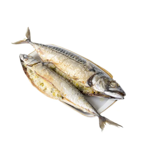 Makrill fyllda med ris och lök — Stockfoto