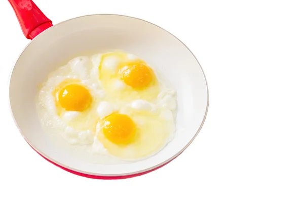 Jajka smażone na patelni biały — Zdjęcie stockowe