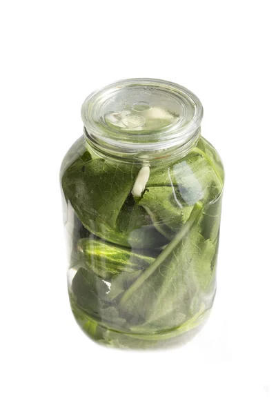 Pickles in a jar on a white background — Stock Photo, Image