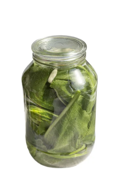 Pickles in a jar on a white background — Stock Photo, Image