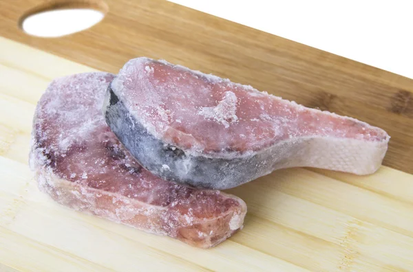 Dondurulmuş somon biftek — Stok fotoğraf