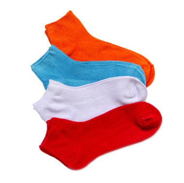Set of colored socks on a white background clipart
