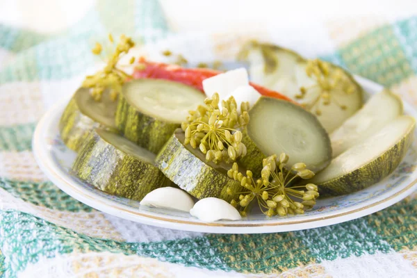 Marinated zucchini on a plate — Stock Photo, Image