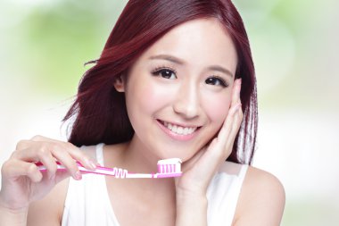 Smile woman brush teeth clipart