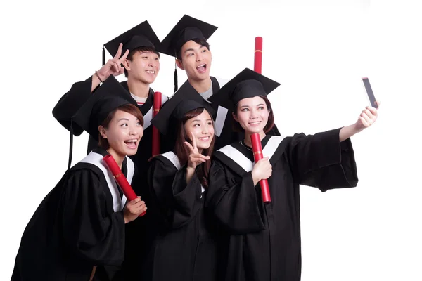 Gelukkig studenten nemen foto — Stockfoto